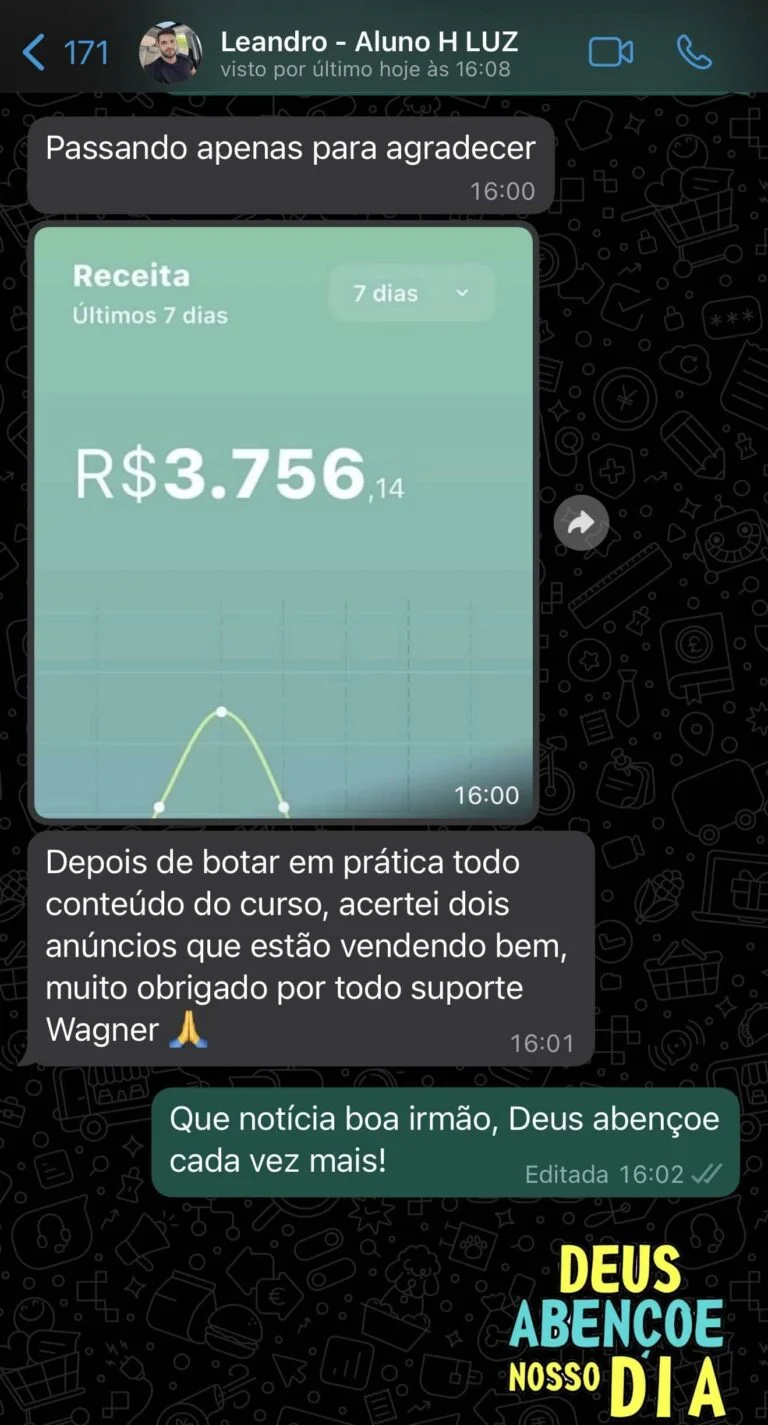 Depoimento Leandro — R$3.756 em 7 dias