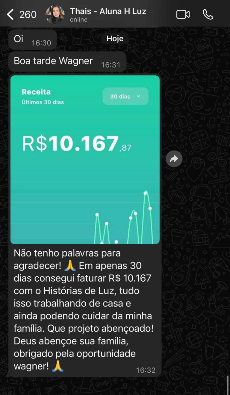 Depoimento Thais — R$10.167 em 30 dias